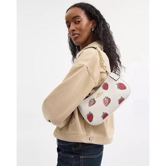 NWT Coach Teri Shoulder Bag Strawberry Print Red Pink White Handbag CAL62 - Picture 10 of 12